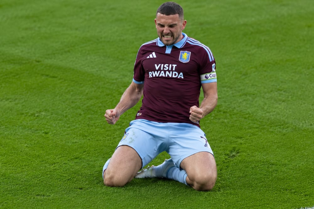 Aston Villa Player Celebrates on the Pitch