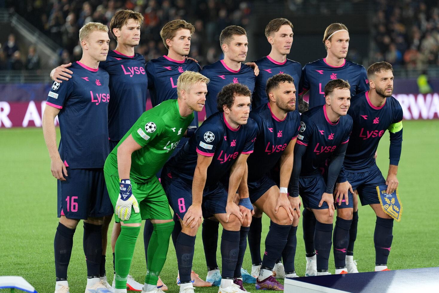 Viking players pose for a team photograph before the game against Bayern Munich