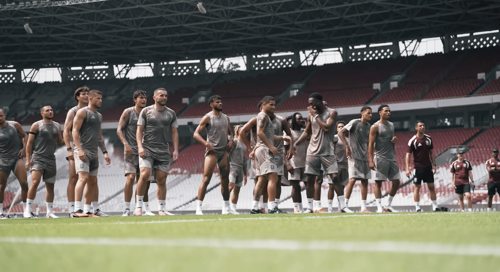 Aston Villa players in training